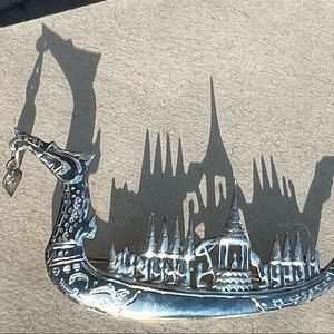 Vintage Stamped Siam Silver Royal Dragon Boat Pin